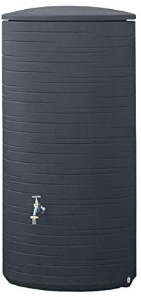 Regentonne anthrazit Regenwassertank Novara 280 Liter aus UV- und witterungsbeständigem Material. Regenfass BZW. Regenwassertonne mit kindersicherem Deckel und hochwertigen Messinganschlüssen