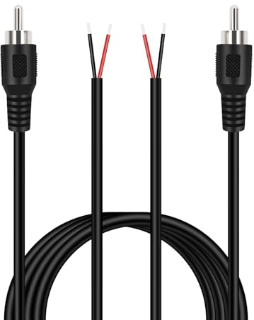 Fancasee Cinch-auf-Lautsprecherkabel, 2 Stück, 1,8 m Cinch-Stecker, Klinkenstecker auf blankes Kabel, Pigtail-Reparatur, Cinch-Adapter, Audiokabel für Lautsprecher, Verstärker, Audio, Video