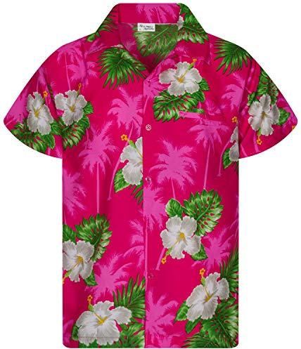 King Kameha Funky-Chemise-Hawaienne, Manche-Courte, JK-Small-Flower, Rose, XS