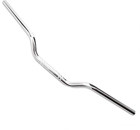 Guidon de Moto 7/8 , Guidon de Moto Rétro de 22 mm (Argent)