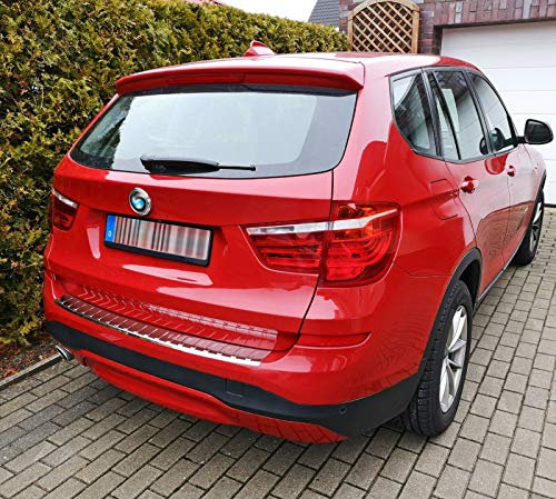 Recambo Protection de seuil de Chargement en Acier Inoxydable chromé Compatible avec BMW X3 F25 - Année de Construction 2010-2017 - avec Rebord - Qualité supérieure