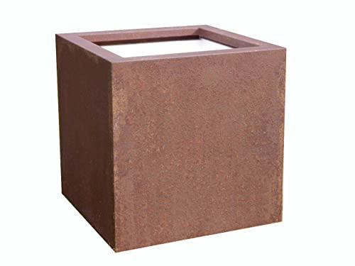 Pflanzkübel aus Cortenstahl, rostfarben 60x60x60