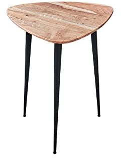 SAM Beistelltisch ELSA 50 x 50 cm, Akazienholz massiv & naturfarben, Couchtische mit schwarzem Metallgestell, jeder Sofatisch EIN Unikat