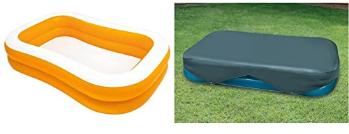 Intex 57181Np Piscina Hinchable Rectangular 229 X 147 X 46 Cm, 600 litros + 58412Np Cobertor Rectangular Piscina 305 X 183 Cm Y 262 X 175 Cm