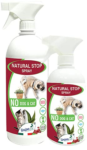 Union Bio No Dog & Cat - Repellente Per Cani e Gatti, Non Macchia Non Lascia Aloni, Biologico Vegetale, Disabituante 100% Naturale, Esterno Interno, Profuma - 1Litro