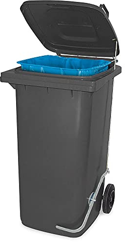BRB Müllbehälter mit Fußpedal und Klemmring, 80 Liter, anthrazit, BxTxH 445x520x930 mm