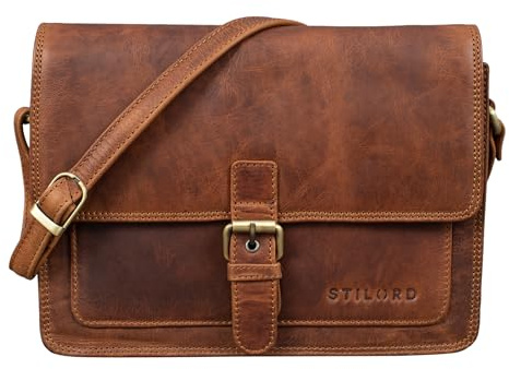 STILORD Liv Damentasche Leder Handtasche Umhängetasche klein Frauen Ausgehtasche Schultertasche Vintage Ledertasche Farbe:mittel - braun