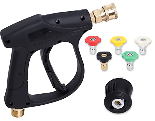 High Pressure Washer Gun Handle Compatible with Karcher, 1/4 Quick Connector & Adapter with 5 Water Nozzle for Car Cleaning by Poweka