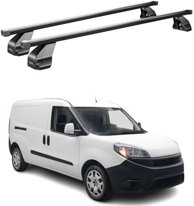 OMAC Menabo Dachträger für FIAT Doblo Maxi 2015-2021 Stahl Schwarz | DIN 75302:2019 & ISO/PAS 11154:2006 geprüft, Abschließbar, City-Crash-getestet, bis 75 kg Traglast, Querträger, Grundträger