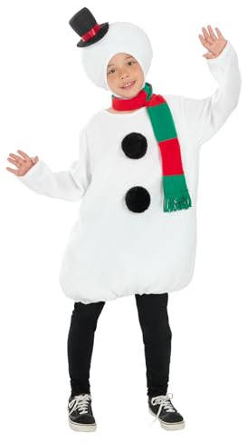 Funidelia Disfraz de muñeco de nieve para niños, Incluye traje, bufanda y pieza para la cabeza, Navidad - Traje para niños para fiestas, Carnaval y Halloween - Talla 7-9 años