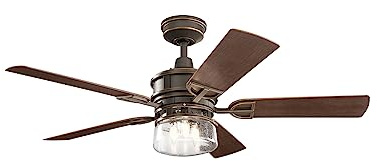 meineWunschleuchte Großer Outdoor Deckenventilator mit Licht und Fernbedienung IP23, verstellbar Ø132cm