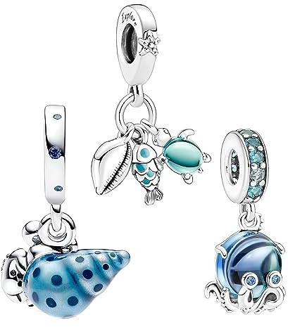 Doyafer 925 Silber Charms Damen Armband Perlen für Pandora Armband Halskette Anhänger Cartoon Liebe Tiere Charms Set Familie, Freunde, Geburtstag, Feiertagsgeschenke