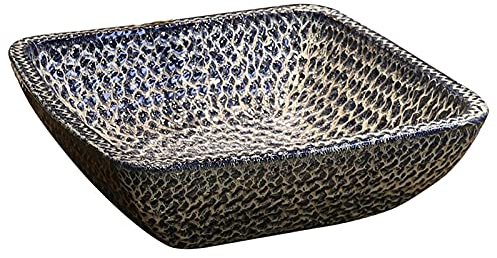 Lavabo vasque à poser Rétro pierre couleur bleu lavabo lavabo lavabo de salle de bains au-dessus du comptoir en porcelaine carré comptoir bol lavabo évier de navire artistique Lavabo Salle de Bain ( C