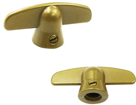 Follde Ersatz-Pella Flügelfensterkurbel, T-Kurbel, Fenstergriff, Flügelantrieb 3/8 Zoll Spline-Größe, Schmetterlings-Flügelmutter T-Griff, silberfarbenes Metall (2 Stück) (Champagner)
