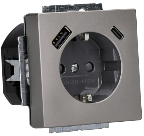 Busch-Jaeger 20 EUCB2USBAC-866 SCHUKO USB-A+C Steckdose Safety+ | Plattform 63 Edelstahl 2CKA002011A6314