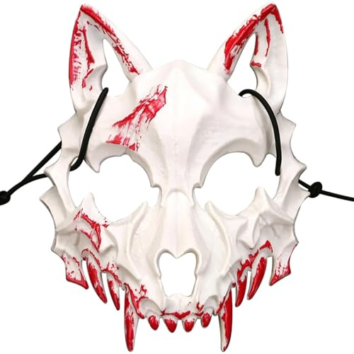 Animale Maschera Scheletro Halloween,Regerly1 pezzo aschera scheletrica per Halloween maschera per il viso lupo maschera per gli occhi di lupo mannaro mezza maschera ossea per Carnevale Abito Fantasia