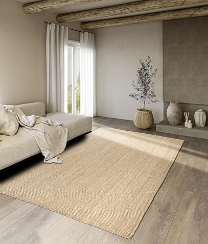 Villeroy & Boch Tappeto di iuta Rosalie naturale per soggiorno, 100% juta, tessuto a mano ed ecologico, in iuta per soggiorno, camera da letto, sala da pranzo, oro naturale, 120 x 170 cm