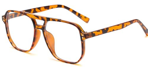 YAMEIZE Montatura Occhiali da Vista Donna Uomo Occhiali Anti Luce Blu Pilota Quadrato Occhiali Anti Filtro Luce Blu per Gaming Computer