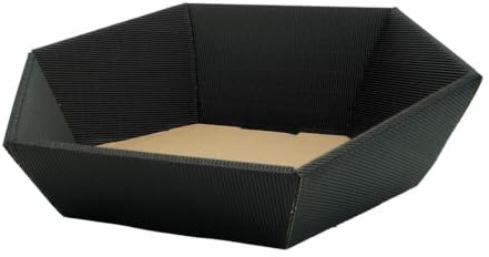 Geschenkkorb, Präsentkorb aus Wellpappe, 6-eckig, Schwarz, 29,5x24,5x13 cm, 25 Stück
