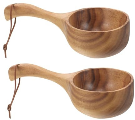 PRETYZOOM Set Di Cucchiai E Mestoli Da Bagno Multiuso Con Manico in Legno Ideale Per Doccia Lavaggio Dei E Sauna Design Elegante E Minimalista.