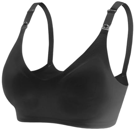 Seitop Reggiseno per allattamento senza ferretto senza cuciture Reggiseno da gravidanza Imbottito Forma Naturale Morbido Premaman Comfort Sonno Bralette per le donne, Nero , S
