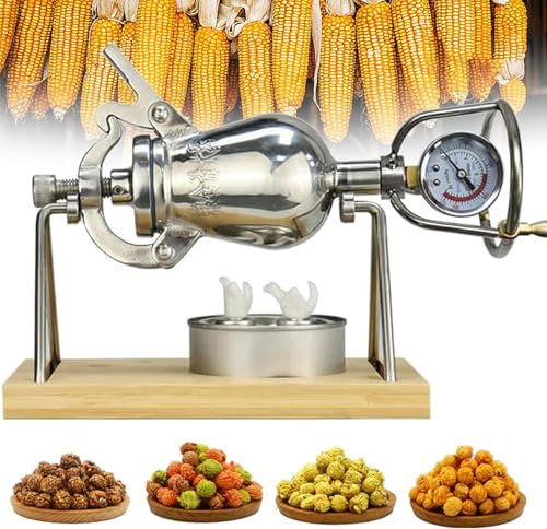 Traditional Popcorn Maker Machine, Vintage Stainless Steel Popcorn Machine With Manual Crank, Hand Popcorn Popper, Pressure Popper For Home Theater Party Game Room(100ml)