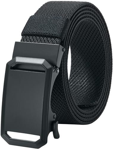 LionVII Ceinture élastique à cliquet avec boucle automatique, réglable et extensible, ceinture de travail pour homme, 130 cm (Sergé Noir)
