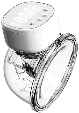 Milchpumpe Elektrisch, 15 Stufe und 5 Modi Freihändig Tragbar Milchpumpen, Schmerzlos Elektrische Milchpumpe Auslaufsichere & Geräuscharm Wiederaufladbare mit 3 Flansche LED-Display (Weiß)