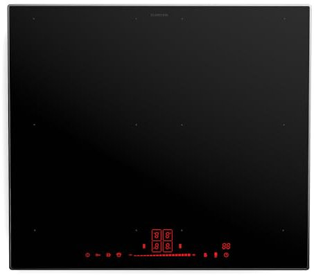 Klarstein NanoGlow Induktionskochfeld 60 cm - 4-Zonen-Induktionsherd mit Flexzonen und Boost, Verdecktes Display, Kindersicherung, 7.400 W, Nanobeschichtetes Glas, BBQ-Modus, Schwarz