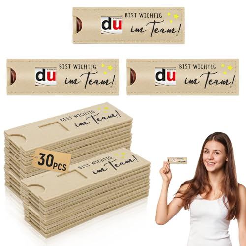 Forhandy 30 Stück Du Bist Wichtig im Team Schokolade Hülle Filz Braun | Mitarbeiter Geschenk Schokoriegel Verpackung für Team Geschenk Dankeschön Geschenke für Kollegen (Ohne Schokolade)