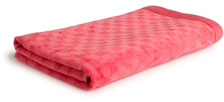 Möve Monochrome Check Velours Duschtuch 67 x 140 cm aus 80% Baumwolle/ 20% Viskose aus Bambus-Zellstoff, Coral