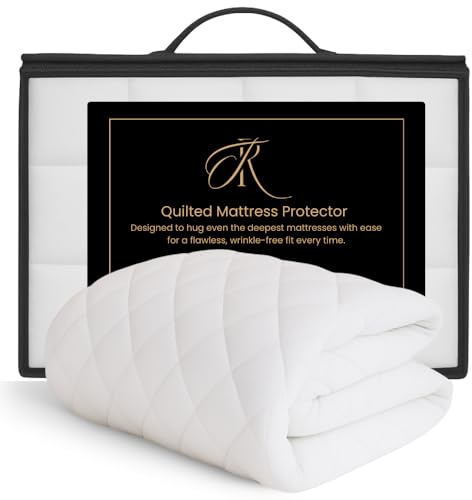The Royce® Microfibre Quilted Mattress Protector - 90 x 190 cm, Extra Deep 30cm Fitted Skirt - Mattress Protector - Machine Washable - Mattress Topper Cover (Single Size) White