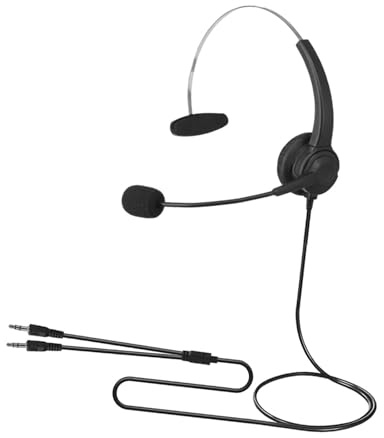 LeeQinersw Cuffie telefoniche con Filo, Cuffie monofoniche, Portatili per Computer, aziendali per assicurazioni, Call Center, PC, Laptop, Doppio Jack da 3.5 Mm, Computer