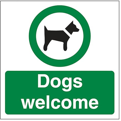 V Safety Dogs Welcome Automatic Door 150 x 150 mm - 2mm Rigid Plastic Safety Sign