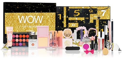 Beauty Adventskalender 2025, 24 Stück Make Up Adventskalender 2025, Adventskalender Frauen Kosmetik, Adventskalender Schminke Geschenkset, Schminkkalender, Weihnachtskalender Make-up Set für Damen