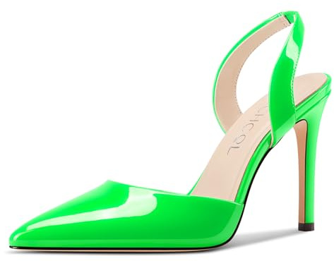 Aachcol Donna a Punta Slingback Spillo Alto High Tacco Heel Pumps Slip-on Two-Piece Feste Dress Scarpe 10 CM Heels Verde Mela 37 EU