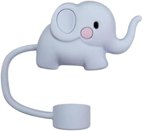 Tapones de paja de elefante, tapas de silicona de 10 mm para accesorios de taza, bonita decoración para vasos, tapón de popote para tapas reutilizables de punta de popotes
