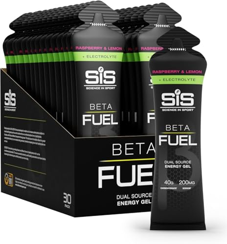 Science in Sport BETA Fuel + Electrolyte Energy Gel – Raspberry & Lemon | 40g Dual-Source Carbs with 200mg Sodium - Ideal for Endurance Training & Hydration (30 Pack)