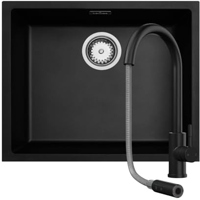 Luquicina LD54BL-LE453MB Pack Fregadero Negro 1 Seno + Grifo Negro Mate