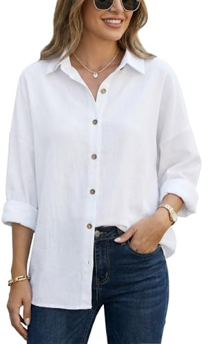 Supcomsta Women's Long Sleeve Blouse, Button Down Sleeves Regular Fit Top for Lady Casual Office Daily Wear