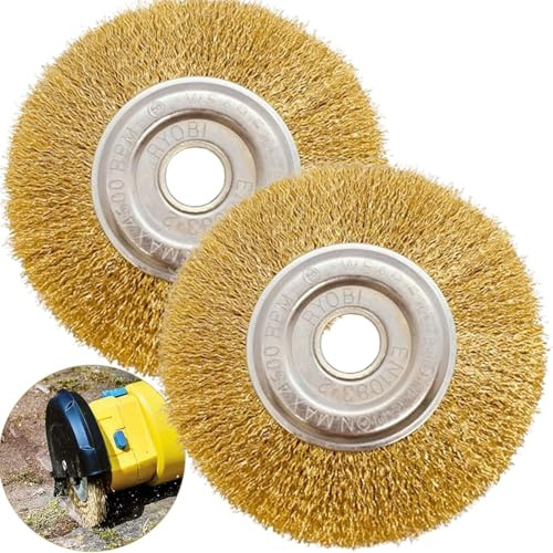2Pcs Wire Wheel Brush for Ryobi Patio Cleaner, 115mm Wire Brush Replacement for Ryobi RAC814 RY18PCA-0 OPC1800 OPC1815 EFB 400/401, with 16mm Arbor Hole, for Rust, Block Paving, Joint Debris Cleaning