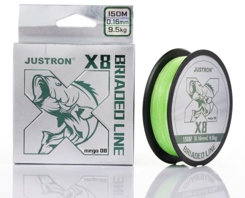 Geflochtene Angelschnur 150m Hellgrün 0,16mm – 8-Fach Geflochtene Schnur 9,5kg Tragkraft für Spinnangeln auf Barsch, Zander & Hecht – Raubfischschnur Extrem Reißfest & Gut Sichtbar