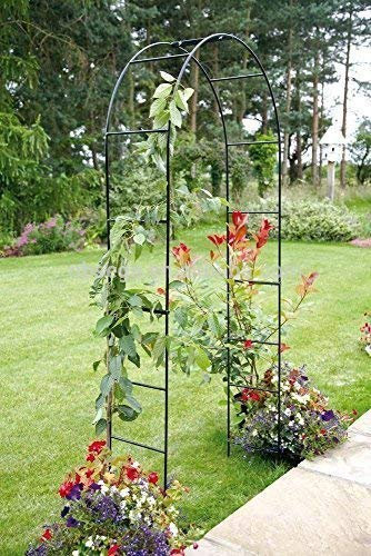 Garden Mile Heavy Duty Garden Arbour Steel Frame Garden Arch - Large, Strong Weather Resistant Metal Climbing Plants Indoor Outdoor Support Arches for Roses, Climbers, Vegetables, Archway Decor (2.4M)