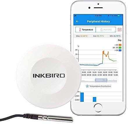 Inkbird IBS-TH1 Temperature Data Logger Recorder Bluetooth Thermometer Hygrometer Wireless Temperature Humidity Monitor for Incubator Reptile Vivarium Greenhouse