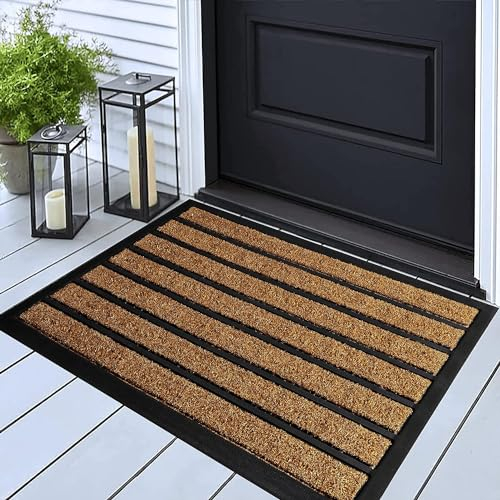 ubdyo Door Mats Indoor - Extra Durable Dirt Trapping Indoor Mats - Non-slip Rubber Rubber Door Mat - Low Profile Welcome Mat - (43 x 76 cm, Bright Brown)