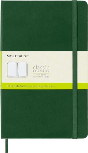 Moleskine - Klassisches Blanko Notizbuch - Hardcover mit Elastischem Verschlussband - Farbe Myrte Grün - Größe A5 13 x 21 - 240 Seiten