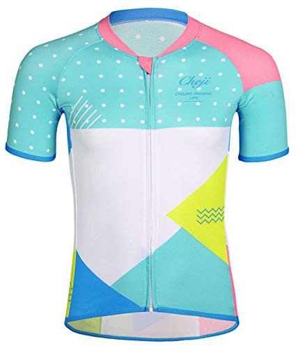YFPICO Kinder Radsport Bekleidung Radtrikot Kurzarm Radsport Anzüge Jungen/Mädchen, Grün + Weiß, 134/140