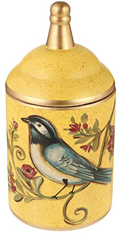Chinese Ceramic Tea Canister Vintage Bird Pattern Tea Tins Containers with Lid Tea Pot Tea Food Storage Jar Yellow