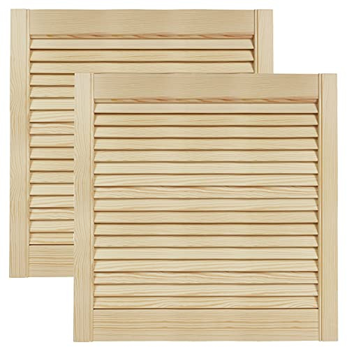 Lamellentüren Holz 2er Pack 594x606 mm | Holztür aus massiver Kiefer mit fühlbarer Struktur | Möbelfronten für kreative Renovierung | Lamellentür für Schrank oder Garderobe | Natur