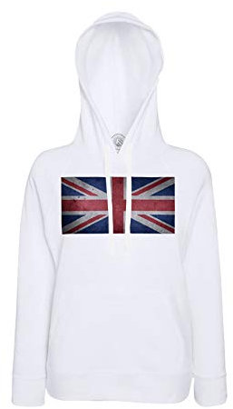 Fabulous Hoodie for Men Flag United Kingdom UK Football Sport National Team White